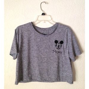 Blue Boxy Mickey Mouse Crop Top